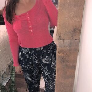 Victorias Secret navy blue unicorn celestial pajamas pants and Aerie pink top
